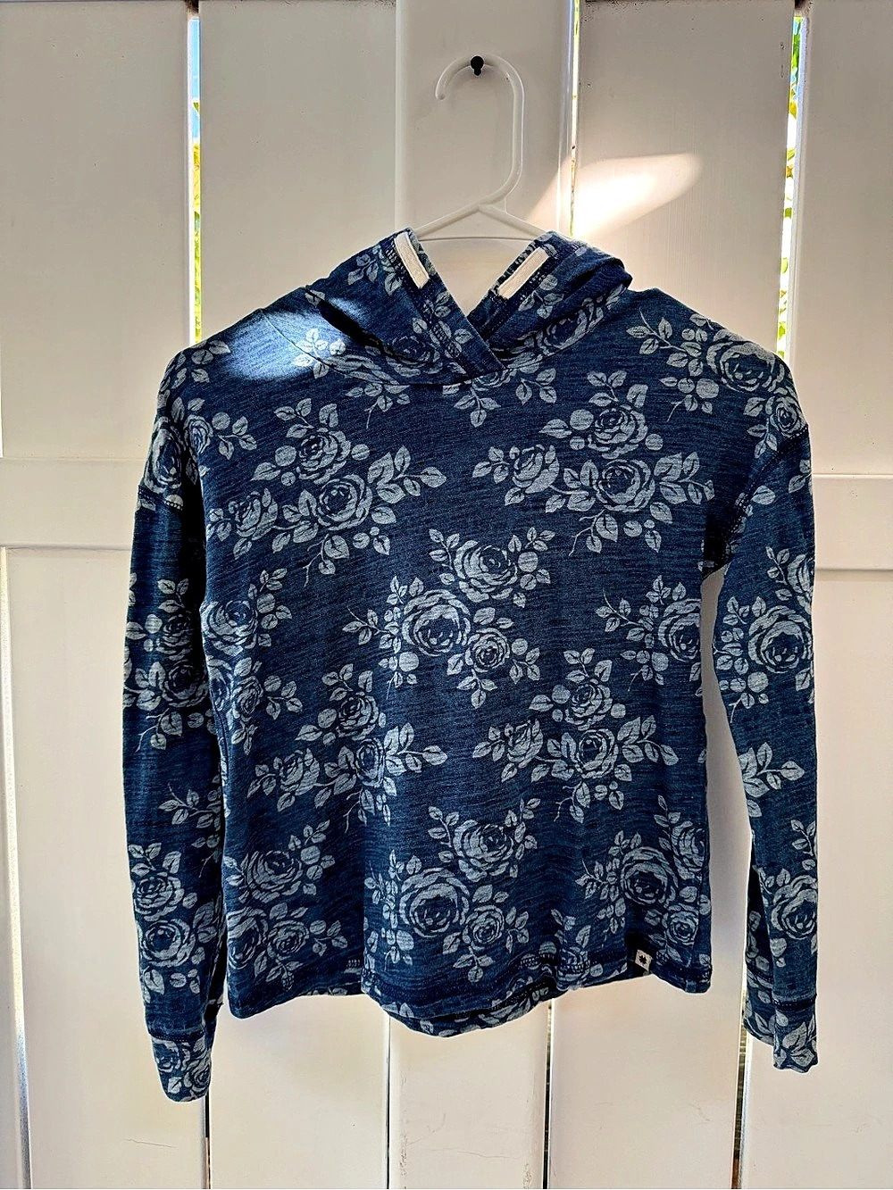 Lucky Brand Girls Floral Hooded Top in Blue & White